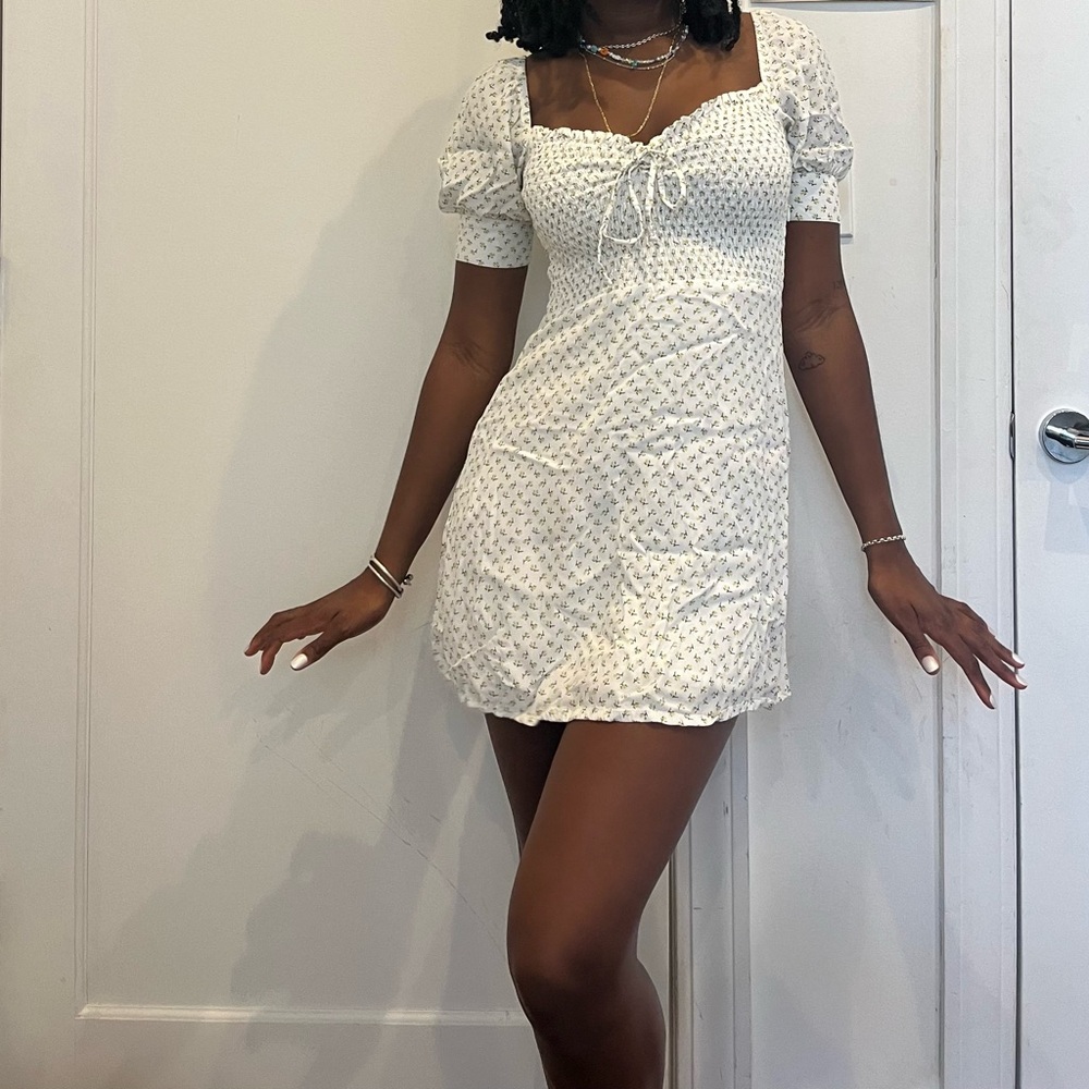 Milkmaid floral print dress
